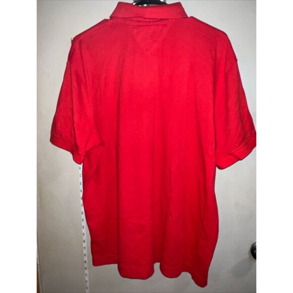 Tommy Hilfiger Mens Polo LARGE Red Shirt Short Sleeve Button Front Collar - Picture 2 of 4